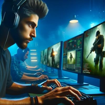 Um jogador experiente focado em uma sessão de jogo intensa