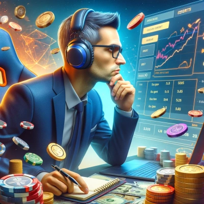 um apostador de e-sports pensando cuidadosamente antes de fazer sua aposta