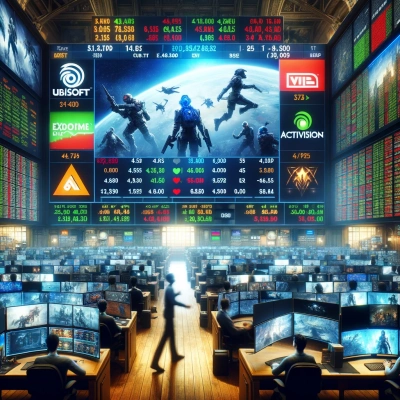 Uma pessoa é vista pesquisando e analisando as ações de uma empresa de jogos em um computador.